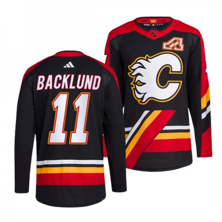 Miehille NHL Calgary Flames Pelipaita Mikael Backlund 11 Adidas 2022-23 Reverse Retro 2.0 Musta Authentic